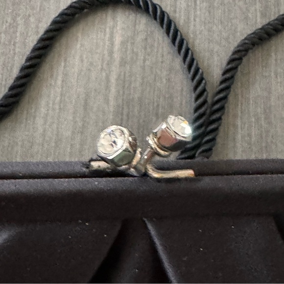 White House Black Market small satin clutch black purse evening handbag - Picture 4 of 10